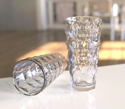 QG 22 fl oz. Diamond Cut Pattern Clear Acrylic Plastic Glass Tumbler Set of  8 | eBay