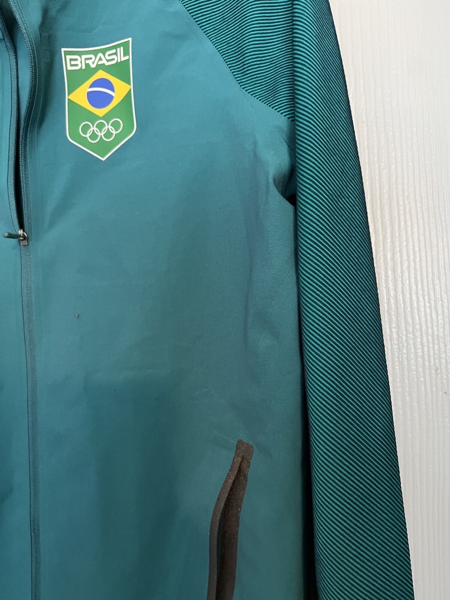 Nike Men's Nylon Brasil Olympics Soccer Full Zip Jacket Teal