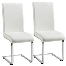 2PCS Dining Chair PU Leather Padded Dining Room Chairs Home Kitchen Office White