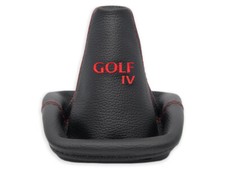 PER VW GOLF 4 CUFFIA LEVA CAMBIO PELLE NERA RICAMO GOLF IV ROSSO