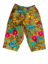 Vintage 1950s Hawaiian Floral Tropical Pedal Pushers Capri 25  Waist