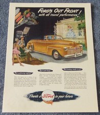 1946 Ford Convertible Vintage Color Ad Fords Out Front With All Round Perf. 1946 Ford Convertible Vintage Color Ad Fords Out Front With All Round Perf.