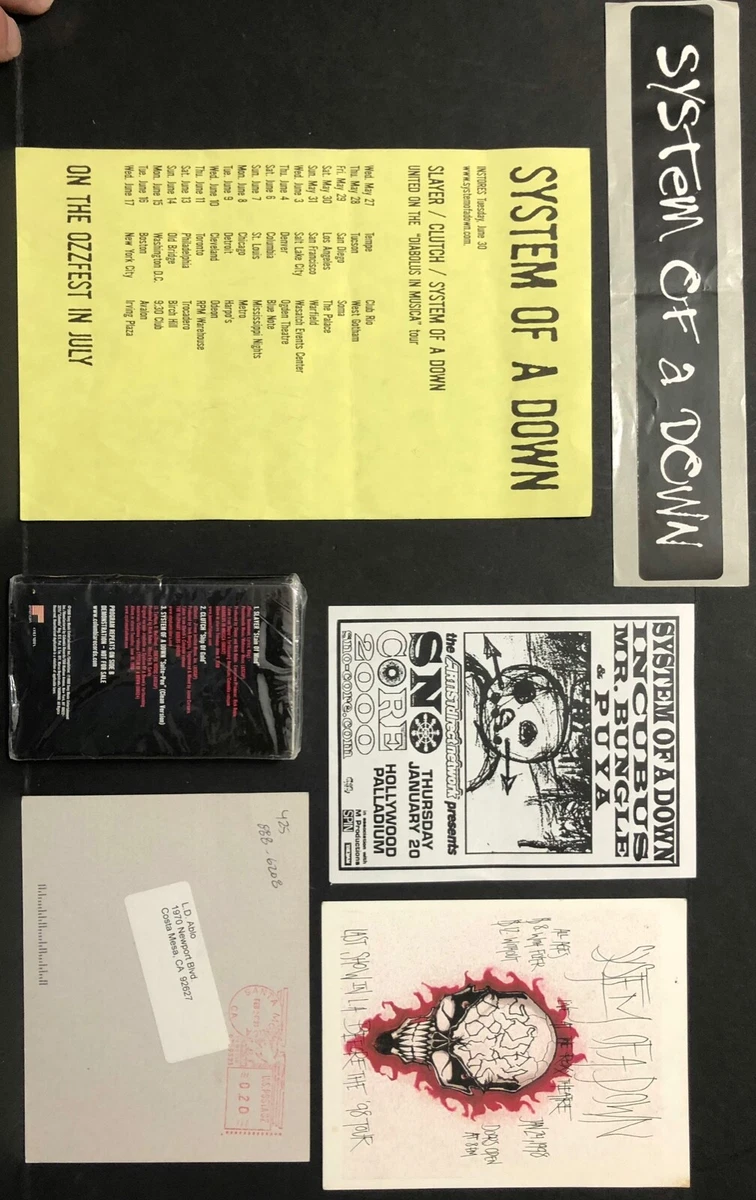 SYSTEM OF A DOWN Rarities Collection 1998 TOUR POSTCARD Handbill