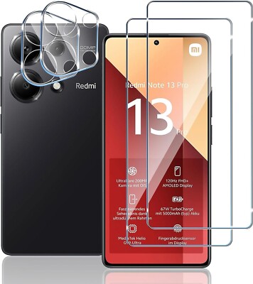 2X Schutzglas ( Display + Kamera ) für Xiaomi Redmi Note 13 Pro 4G Hartglas