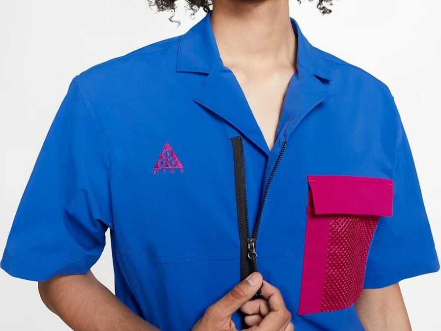 Nike ACG Short Sleeve Shirt Top Royal/Sport Fuchsia Mens Size
