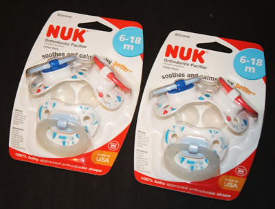 NUK Pacifiers 6-18 Months Silicone Set of 6 BPA Free Orthodontic (2 Packs of 3)