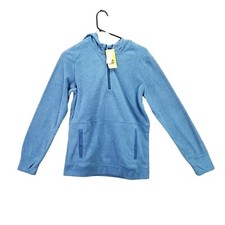 Boys All in Motion Blue Microfleece Pullover Hoodie Sweatshirt 1/4 Zip XL 16 