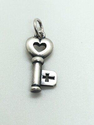 James Avery Retired Cross Heart Key Of Promise Sterling Silver Charm