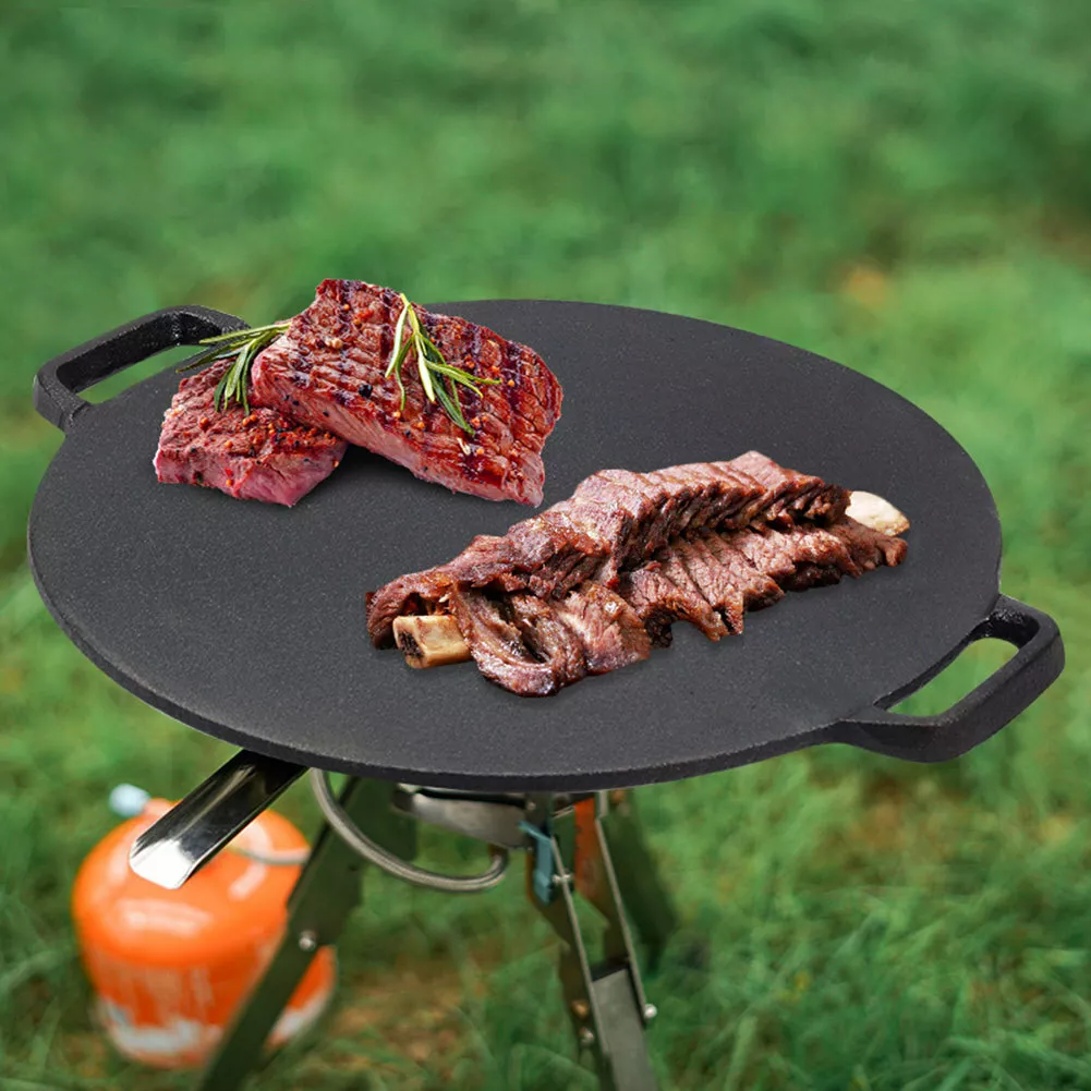 BBQ Griddle Hot Plate Pancake Pizza Grill Cooking Steak Portable Barbecue  Pan