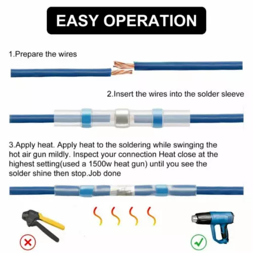 160PCS Solder Stick Waterproof Seal Sleeve Kit Heat Shrink Butt Wire Connectors - Picture 11 of 12
