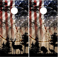 Deer Buck Turkey Hunting Flag Wood Cornhole Wrap Bag Toss Skin Decal Sticker