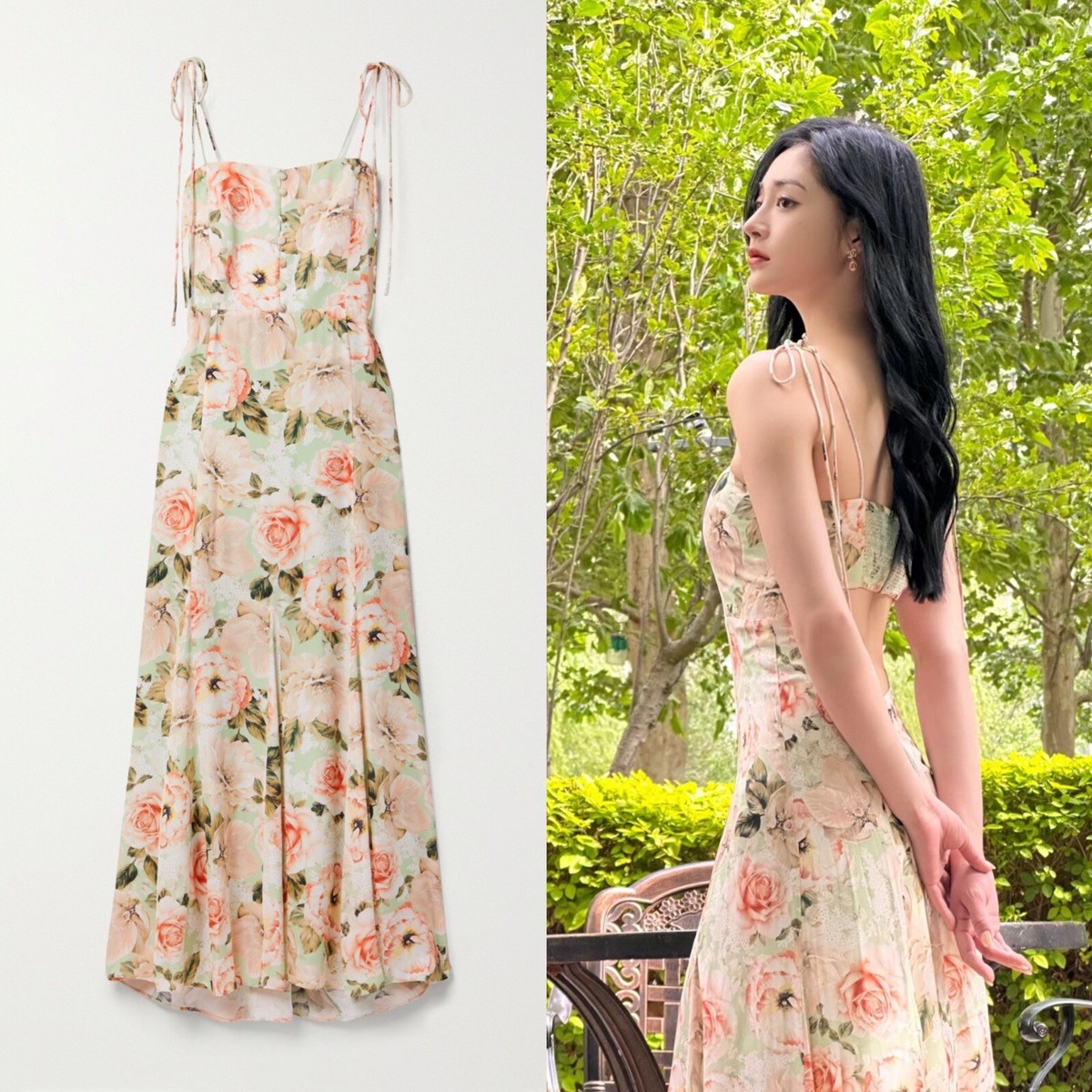 新着【Alice+Olivia】優美で上品☆マキシ ドレス NWT Alice + Olivia Cutout floral-print satin midi dress Size