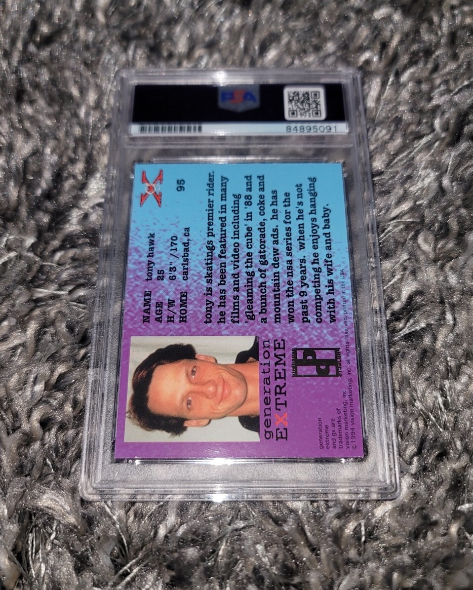 Tony Hawk Signed 1994 Generation Extreme #95 Rookie Card Skateboarding PSA Slab