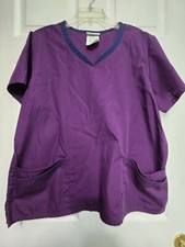 UA Scrubs Scrub Top Size XL-Purple w/Navy Trim-Chest 26.5"/L 27"