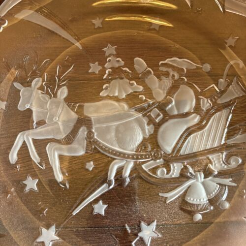 Vintage Studio Nova Magical Eve Glass Platter 15” Reindeer Santa WY367/601 - Picture 3 of 5