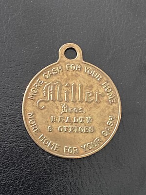 RARE Miller Bros Realty Offices Pendant Token Key Ring Fob Detroit MI Michigan