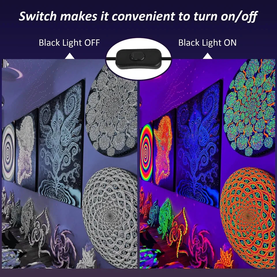 2Pack 60W UV Black Light Bar UV LED Stage Blacklight Party DJ Club Halloween - Image 3 of 4