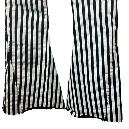 Lucky & Blessed Beetlejuice Black and White Striped Flare Leg Jeans - Picture 11 of 12