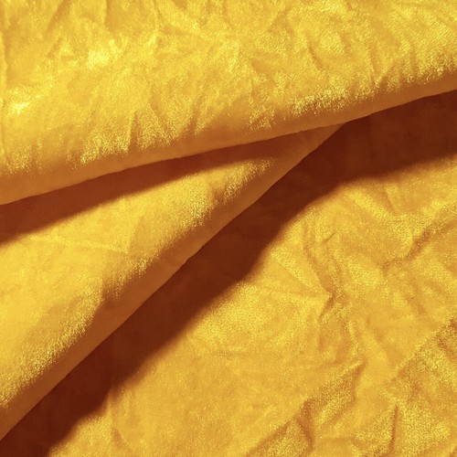 YELLOW GOLD CANARY CRUSHED VELVET FABRIC | UPHOLSERY VELVET 60" by the yard - Picture 3 of 6