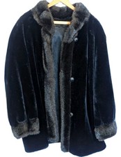 VINTAGE HILLMOOR NEW YORK Faux Fur Coat Black Elegant Mob Wife Statement Coat