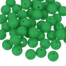 50Pcs 9mm Silicone Beads Round Loose Rubber Bead for DIY Dark Green