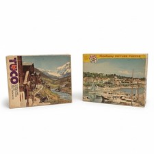 Vintage Puzzle Lot Built-Rite TUCO Interlocking Puzzles w/ Boxes 1 Incomplete