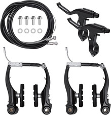 Complete Bike Brake Set Includes Callipers Levers Cables Black, Front and Rea...