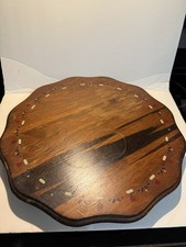 Vintage Wooden Lazy Susan Turntable Hand Pain...