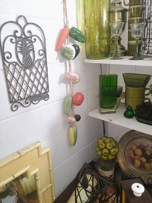 Vintage Ceramic Vegetables on Rope  24'' Hanging Decor