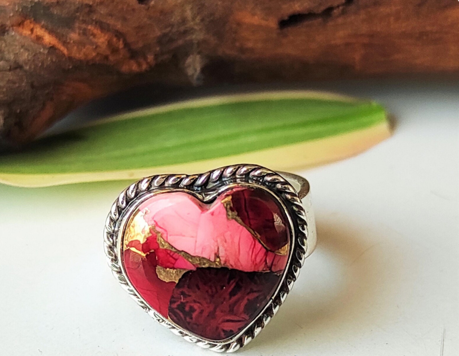 Red Rose Dahlia Gemstone  Ring 925 Silver Handmade Jewelry  All Size