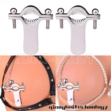Teeths Bite Metal Breast Clamps Chain Clothespins Chest Restraints Flirting