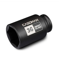 1/2" Drive X 36 Mm Deep 6 PT Impact Socket, CR-MO, Drive 6 Point Axle Nut Socket