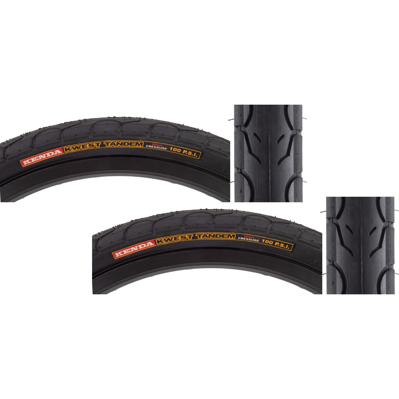 Pack of 2 Kenda Kwest Tandem 20x1.5 Clincher Wire TPI 100 Black/Bsk Reflective