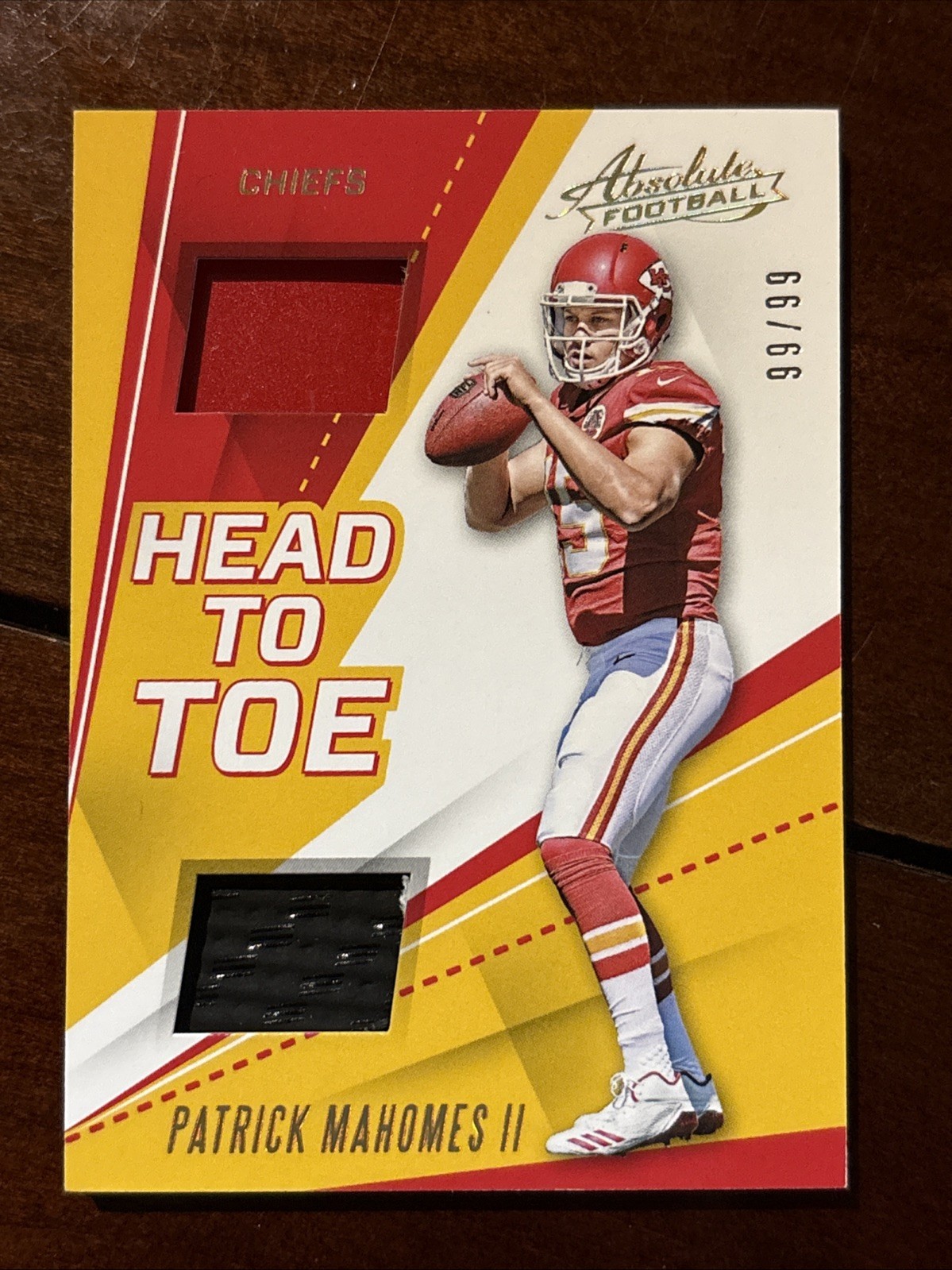 2017 Absolute Patrick Mahomes Head To Toe Dual Relic 99/99 Rookie Bookend Chiefs