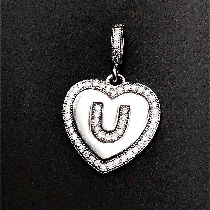 Sterling Silver Pendant Glamorous Cz Trimmed I Love You 925 Silver Heart Pendant