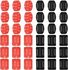 18 Pcs Adhesive Mounts for GoPro Cameras, 9 Pcs Curved Mounts & 9 Pcs Flat Mount