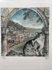 Limited Edition Print - Cat In Italian Landscape Signed and Numbered