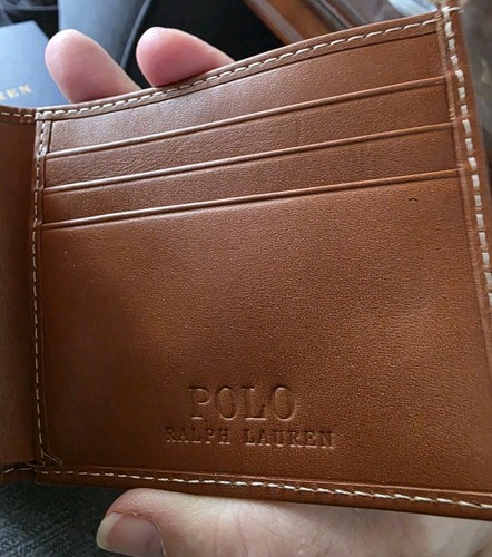 Portafoglio Polo Ralph Lauren in pelle marrone brunito bifold - Foto 6 di 9