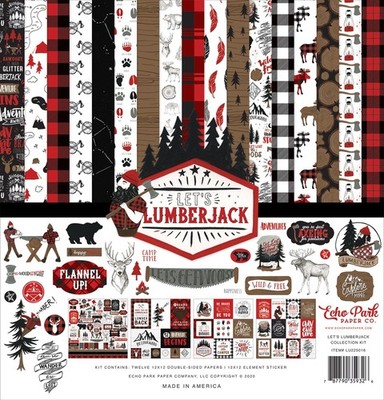 Echo Park Paper LET'S LUMBERJACK 12x12 Scrapbook Cardstock Collection Kit
