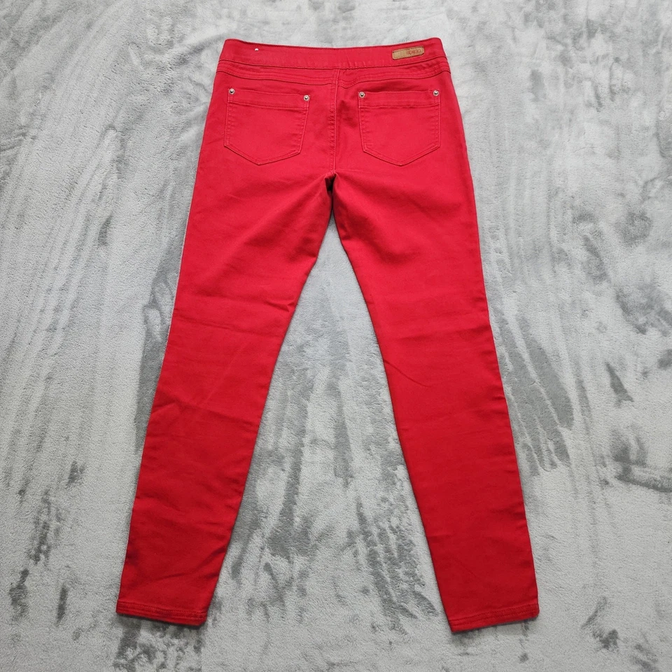 Pantalones de mezclilla Bongo para mujer 9 juniors rojos ajustados elásticos costura frontal Foto 2 de 4