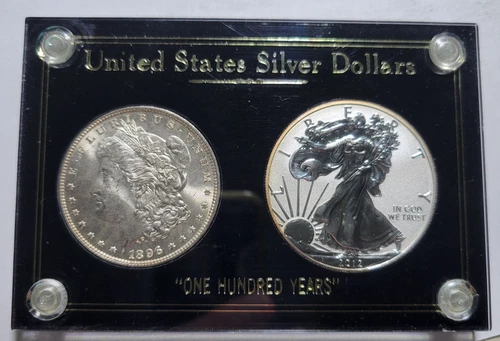 1896 MORGAN $1 Silver Dollar BUnc + 2012-S American EAGLE Rever PROOF 2-Coin Set