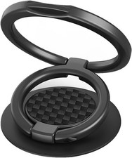 Phone Grip, Ring Holder Finger Kickstand, Black - Checkered Weave