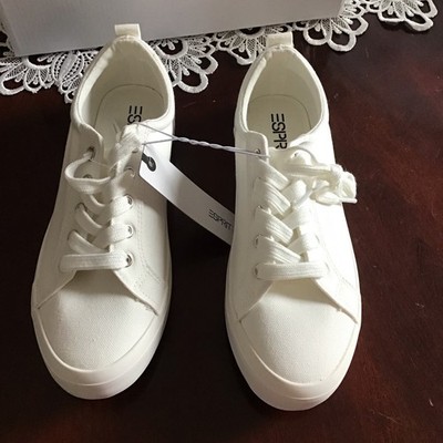 Espirit Women's White Tallya Lace Up Canvas Sneakers Size 8.5