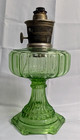 Aladdin Uranium Glass Green Cathedral 1934 Lamp w/Nickle Model B Burner (S4) — photo 1