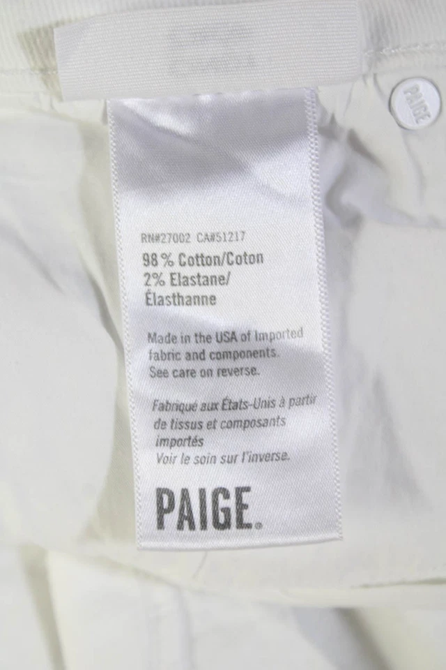 Pantalones de mezclilla recortados Paige para mujer blancos Boyfriend 98 % algodón 2 % elastano talla 26 Foto 4 de 4