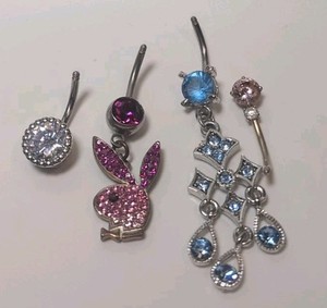 Belly Button Ring Lot Of 4 Playboy Bunny, Sparkling 