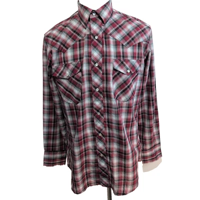 Chemise WRANGLER Western à Carreaux Rouges avec Poches Manches Longues T. M - Photo 1/4