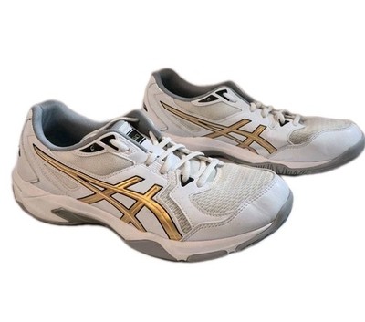 Asics Gel Rocket 10 White Pure Gold Mens 10.5 Sneakers Running Sports Fire