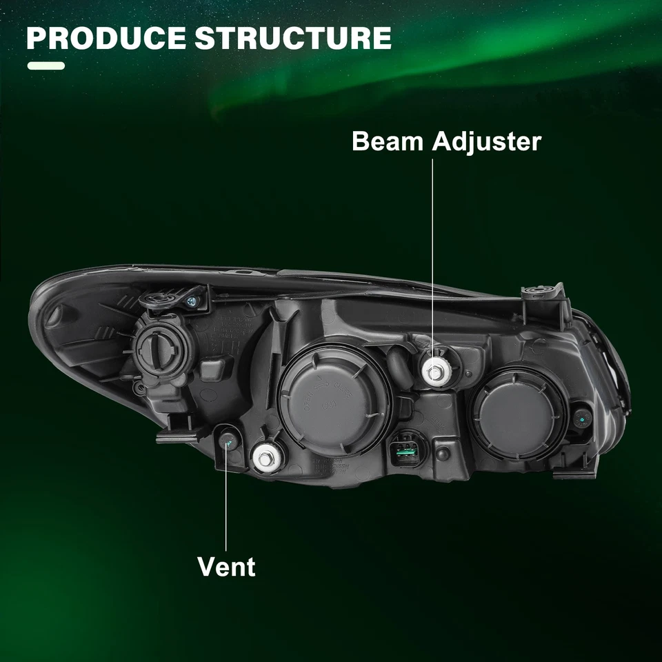 Headlights Assembly For 2007-2010 Hyundai Elantra Chrome Housing Amber Reflector - Image 4 of 4