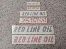 LOT OF 6 VINTAGE RED LINE OIL ADVERTISING STICKERS (NOS)